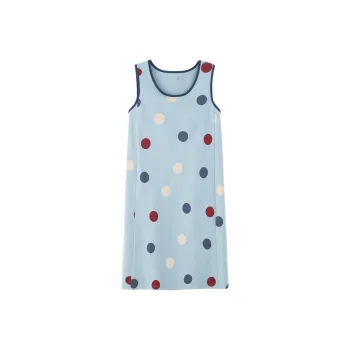 BONAS Nightgown Women's Blue Polka Dot