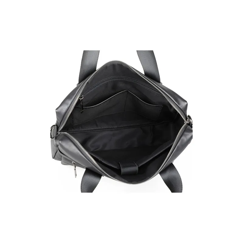 DOSRFINI Top Grain Cow Leather Portable Crossbody Briefcase Regular Men's Black-3