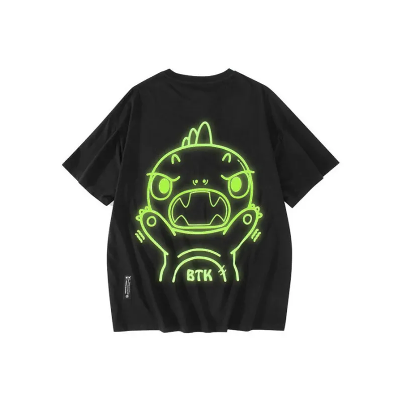 BTK Crew Neck Loose Fit Straight Short-Sleeved T-Shirt Unisex Neon Green-0