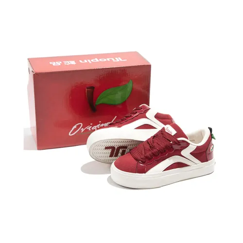 TUOPIN Pie Shoes Skateboard Shoes Unisex Low Top Burgundy