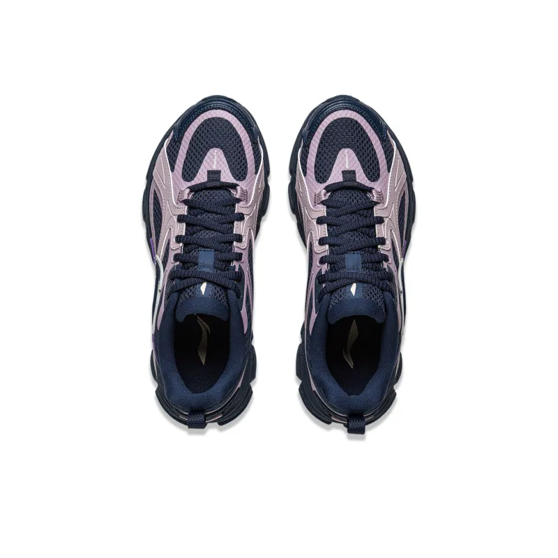LiNing Getaway Cushioning Lightweight Rebound Low Top Casual Running Shoes Women's Blue Purple-3