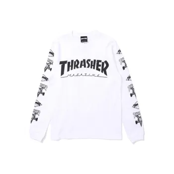Thrasher Straight Long-Sleeved T-Shirt Japan Version Unisex White