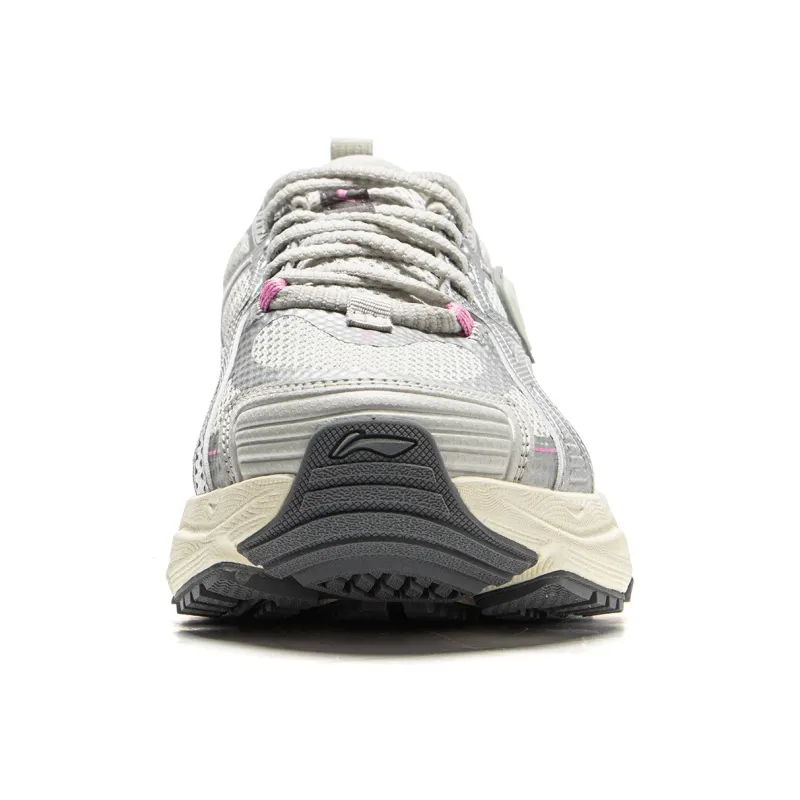 LiNing Getaway Cushioning Lightweight Rebound Low Top Casual Running Shoes Women's Silver Gray-4