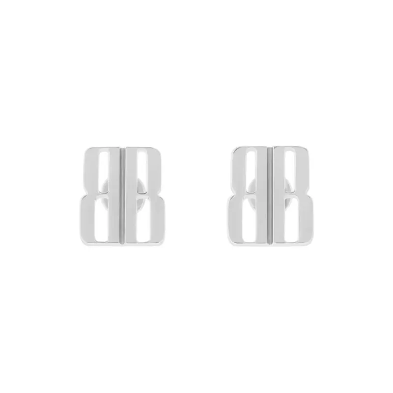 Balenciaga Brass Stud Earrings Women's Silver-0
