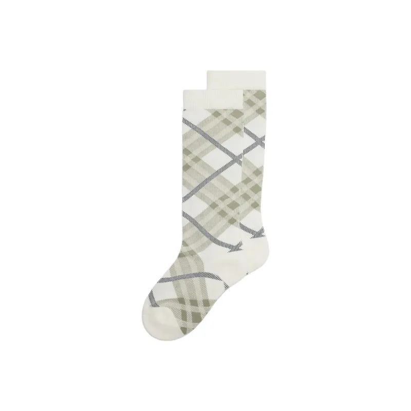 Burberry SS25 Mid Calf Socks Unisex White-0