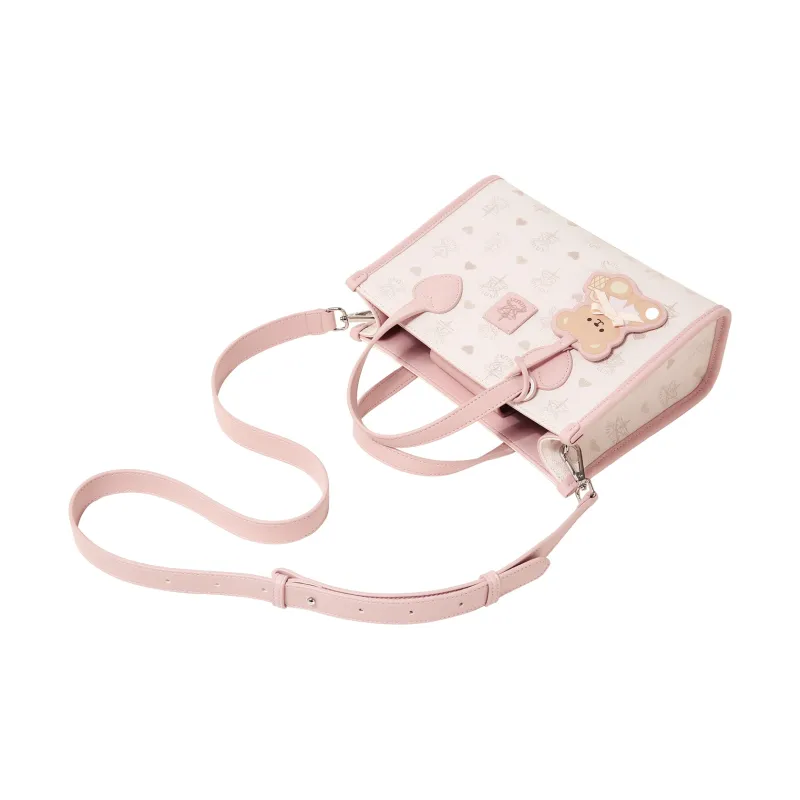 AILUXI Artificial Leather Tote Bag Shopping Bag Crossbody One Shoulder Handbags Women's Peach Star Pink-3
