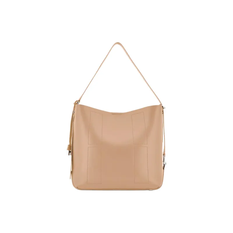 HOGAN Soft Leather Hobo Bag, Crossbody Bag, Shoulder Bag Medium Size Women's Beige-3