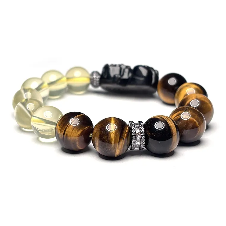 MOUNTAINS AND MANS Tiger's Eye Stone New Chinese Style Luxury Good Luck Beaded Bracelet Men's-2