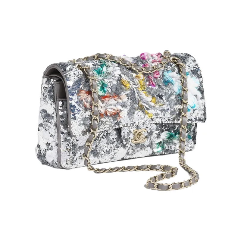 CHANEL Sequins Shoulder Bag Women's Silver & Multicolor-2