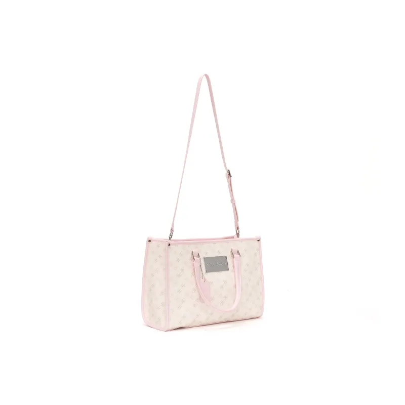 BONSAI STUDIO Microfiber Synthetic Leather One Shoulder Bag, Tote Bag, Shopping Bag, Handbag Regular Women's Blue/Pink-1