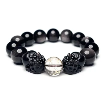 MOUNTAINS AND MANS Obsidian New Chinese Style Luxury Good Luck Beaded Bracelet Men's