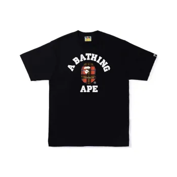A BATHING APE Logo Check College Tee