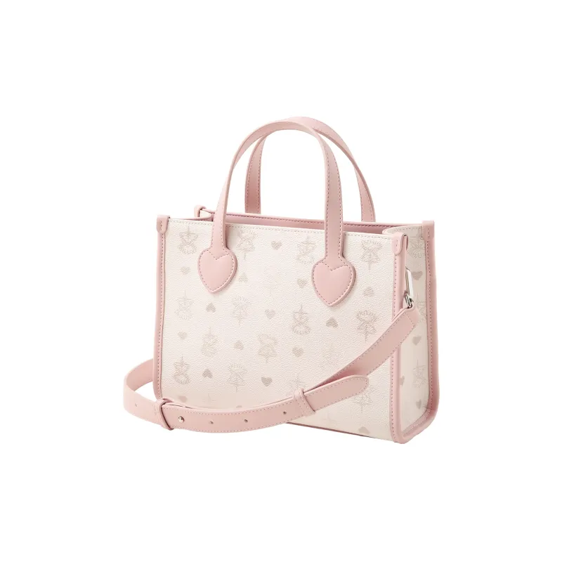 AILUXI Artificial Leather Tote Bag Shopping Bag Crossbody One Shoulder Handbags Women's Peach Star Pink-2
