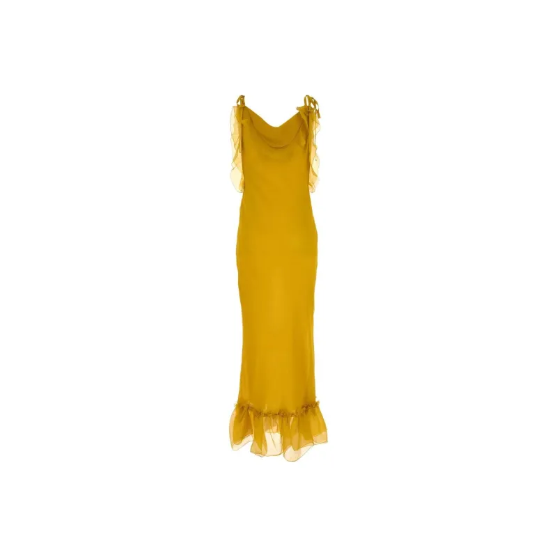 SAINT LAURENT Ruffled Sleeveless Dress-1