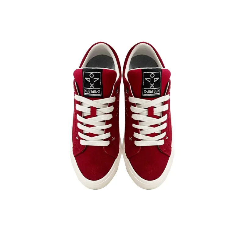X JIMSUN Coverage Cushioning Balance Low Top Skateboard Shoes Unisex Red White-1