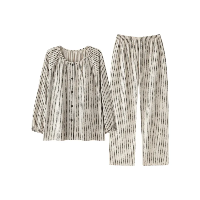 Cotton Gene Pajama Set Women's White-0