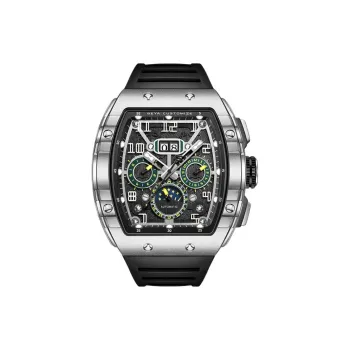 GEYA Automatic Mechanical Movement Silicone Strap Watch Men's Watches Black Dial