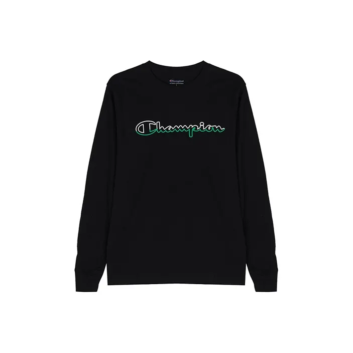 Champion Straight Long Sleeved T Shirt US Version Unisex Black-0