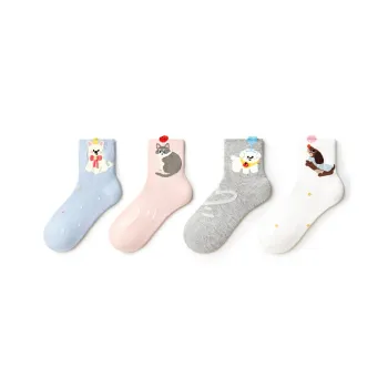 Primeet Mid Calf Socks Women's 4 Pack Dress Up In A Cute And Well Behaved Manner.