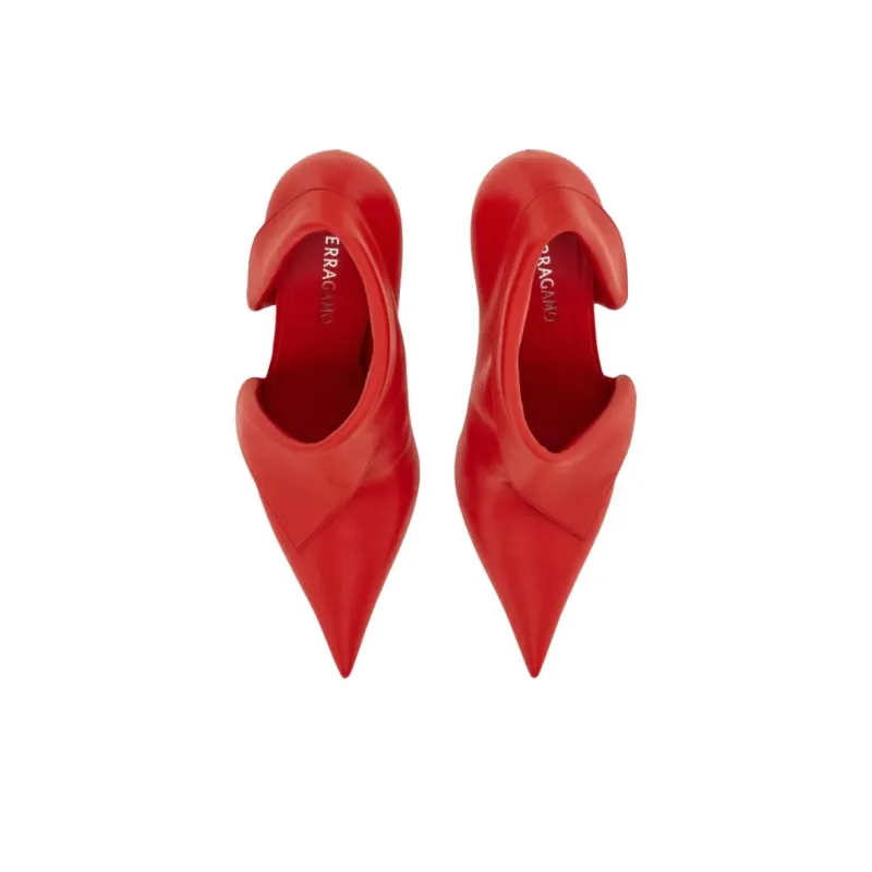 FERRAGAMO Eva Irregular Heel High Heels 8.5cm Women's Red-3