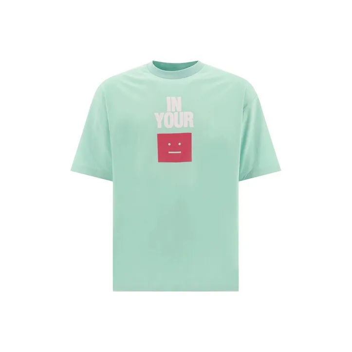 Acne Studios Face Logo Printed Crewneck T Shirt-0