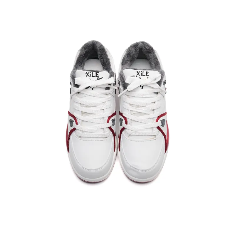 Circle Small Height Increasing Wear Resistant Breathable Slip Resistant Low Top Skateboard Shoes Unisex White-27
