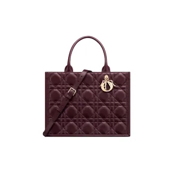 DIOR BookTote Calfskin Tote Bag Shopping Bag Shoulder Bag Handbag Medium Size Women's Burgundy