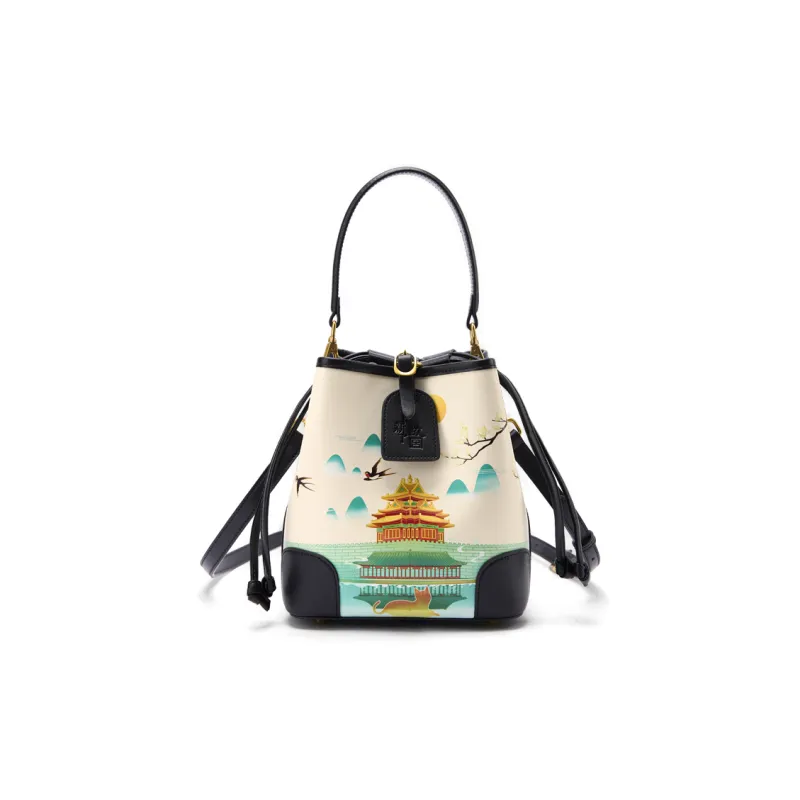 DIFENISE Cow Leather Bucket Bags Shoulder Bag Crossbody Bag Handbag Women's Multicolor-2