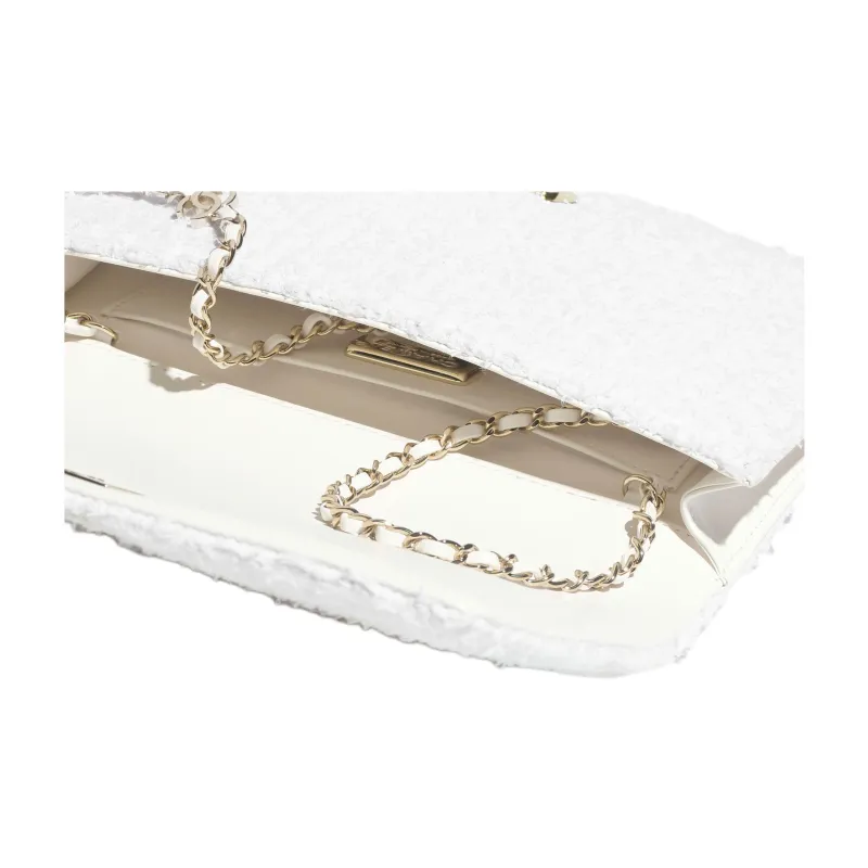 CHANEL Tweed Handheld Shoulder Bag Women's White-4