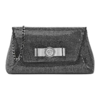 VERSACE Medusa Viscose Envelope Bag One Shoulder Crossbody Clutches Women's Black