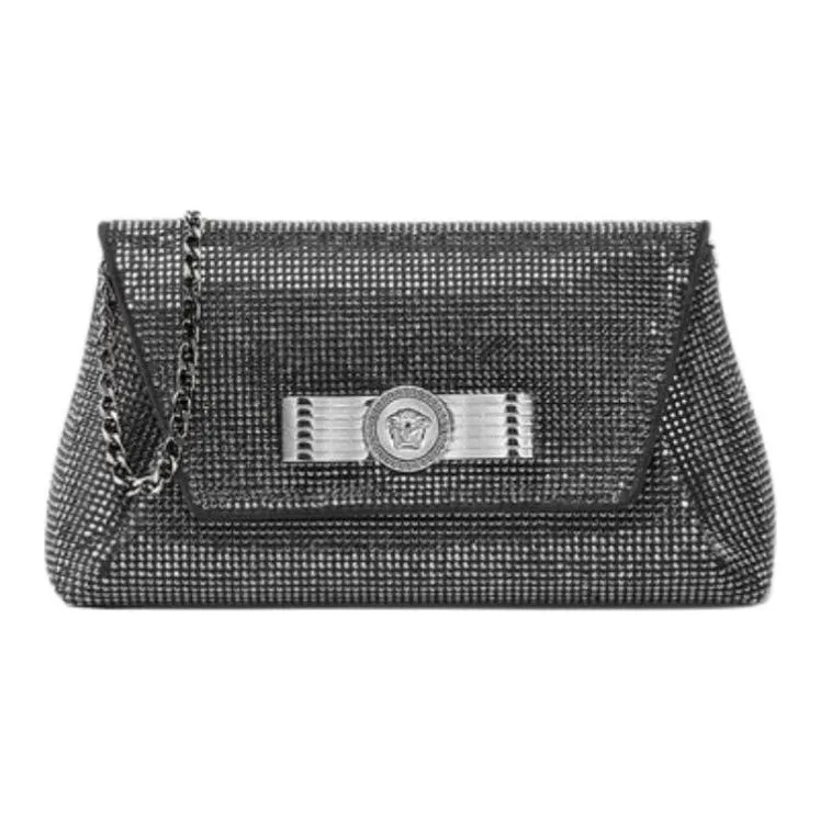 VERSACE Medusa Viscose Envelope Bag One Shoulder Crossbody Clutches Women's Black-0