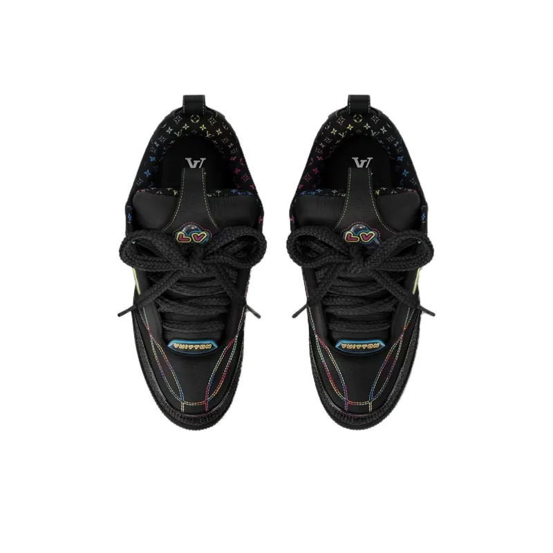 LOUIS VUITTON Skate Low Top Skateboard Shoes Men's Black-3