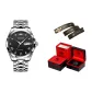 Steel Band Jet Black[Comes with: Red Obsidian Black Diamond Gift Box+Brand Belt]