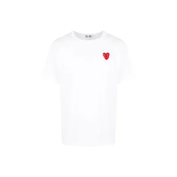 CDG Play Double Red Heart T shirt White