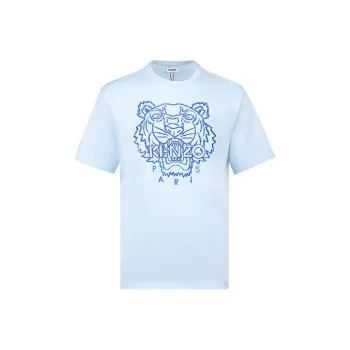 KENZO Classic Tiger Head T Shirts Men Light Blue