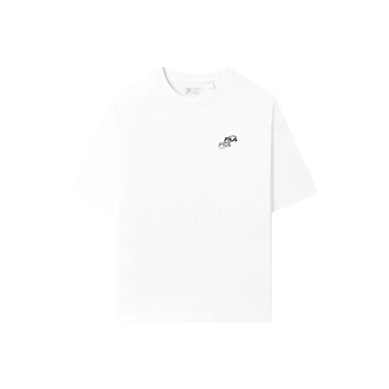 FILA Drop Shoulder Sleeve T Shirt Unisex Standard White-0