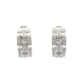 CARTIER 18k White Gold Diamonds Earrings Unisex Silver