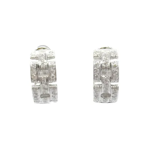 CARTIER 18k White Gold Diamonds Earrings Unisex Silver