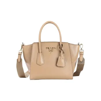 PRADA Calfskin Tote Bag, Shopping Bag, Shoulder Bag, Crossbody Bag, Handbag Women's Beige