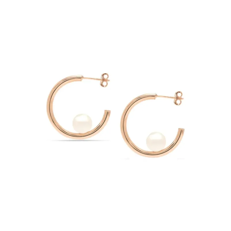 Pandora Pearl Earrings Unisex Rose Gold-1