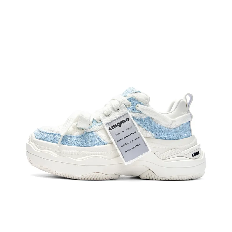 LINGMO Casual Shoes Unisex Low Top White, Blue, Gray-8