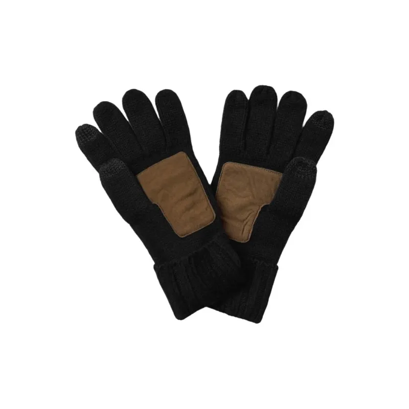Polo Ralph Lauren Merino Wool Leather Knit Gloves Unisex Black-0
