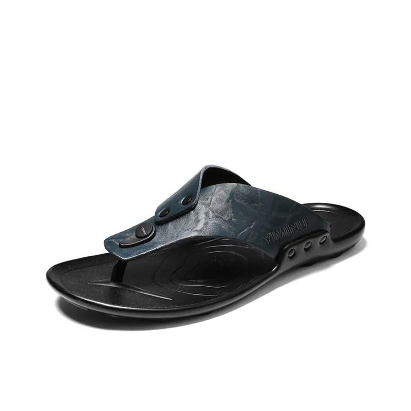 Eminu Leather Patchwork Flip Flops Men's-5