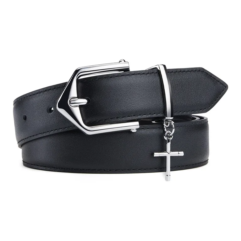 Jeccieziio Cow Leather Belts Women's Silver Width 3cm-0