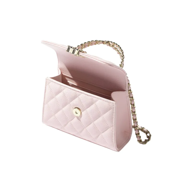 CHANEL Bright Calfskin Handbag Women's Light Pink-2