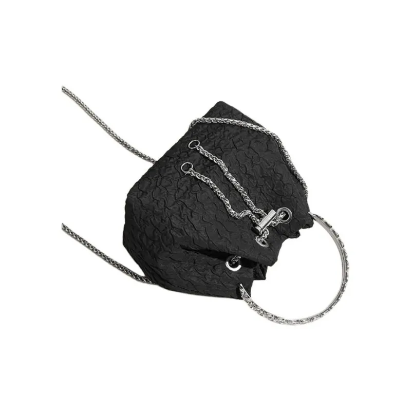 ST&SAT Textile, Synthetic Leather Bucket Bag, One Shoulder Handbag Regular Women's Black-3