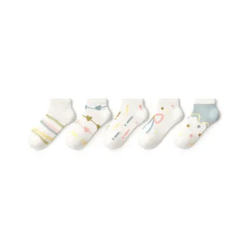 Primeet Ankle Socks Women's 5 Pack Rainbow Bowknot