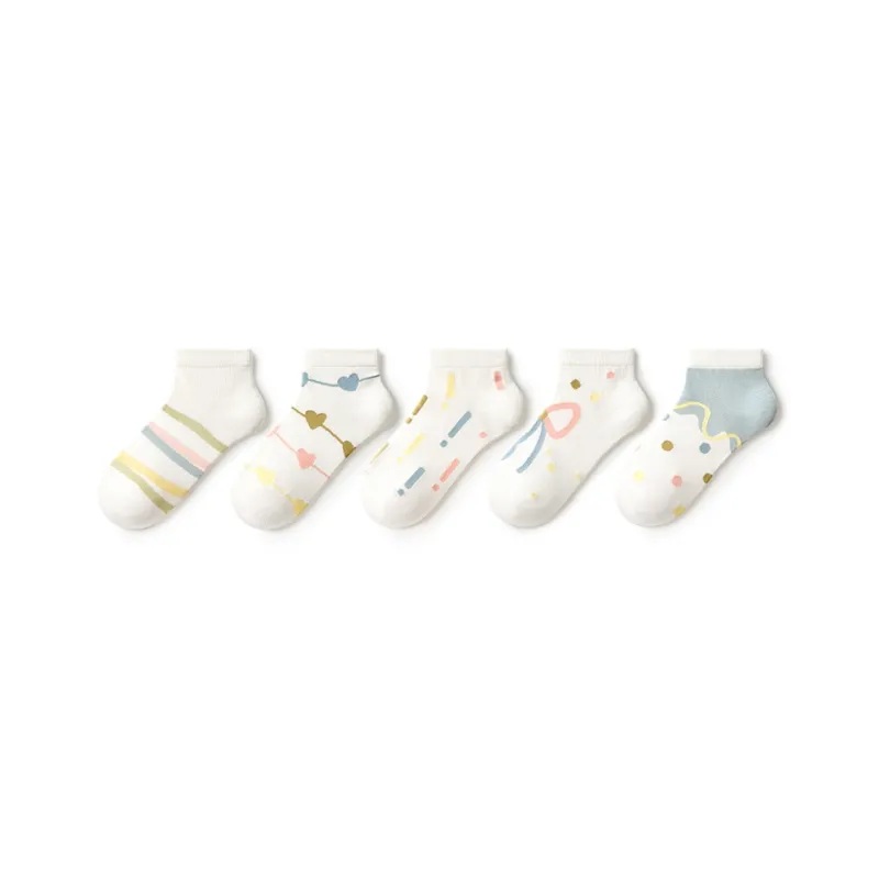 Primeet Ankle Socks Women's 5 Pack Rainbow Bowknot-0