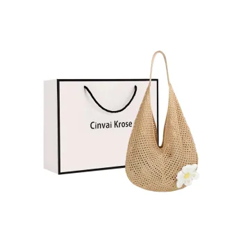 CinvaiKrose Fabric Shoulder Bag Tote Portable Shopping Bag Large Size Women's Khaki