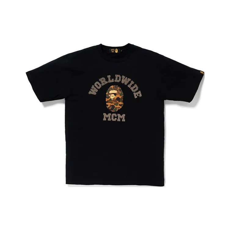 Bape X Mcm Rhinestone College Tee-0